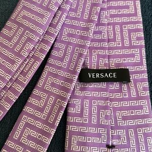Versace Men’s Tie - Lilac Purple - 100% Silk - Made in Italy